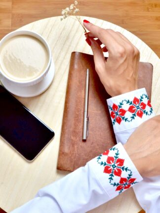 Camasa office dama motive traditionale romanesti brodate